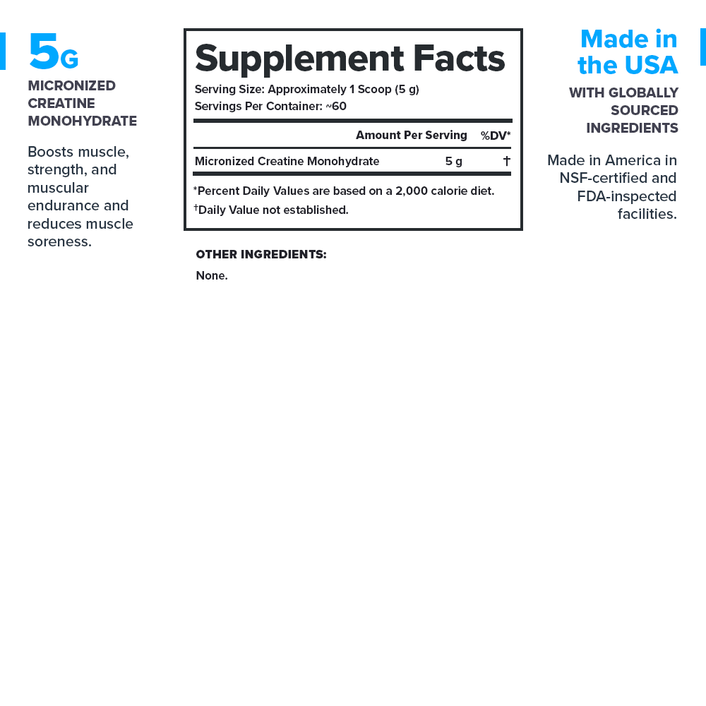 Micronized Creatine Monohydrate Supplement (NSF Certified)