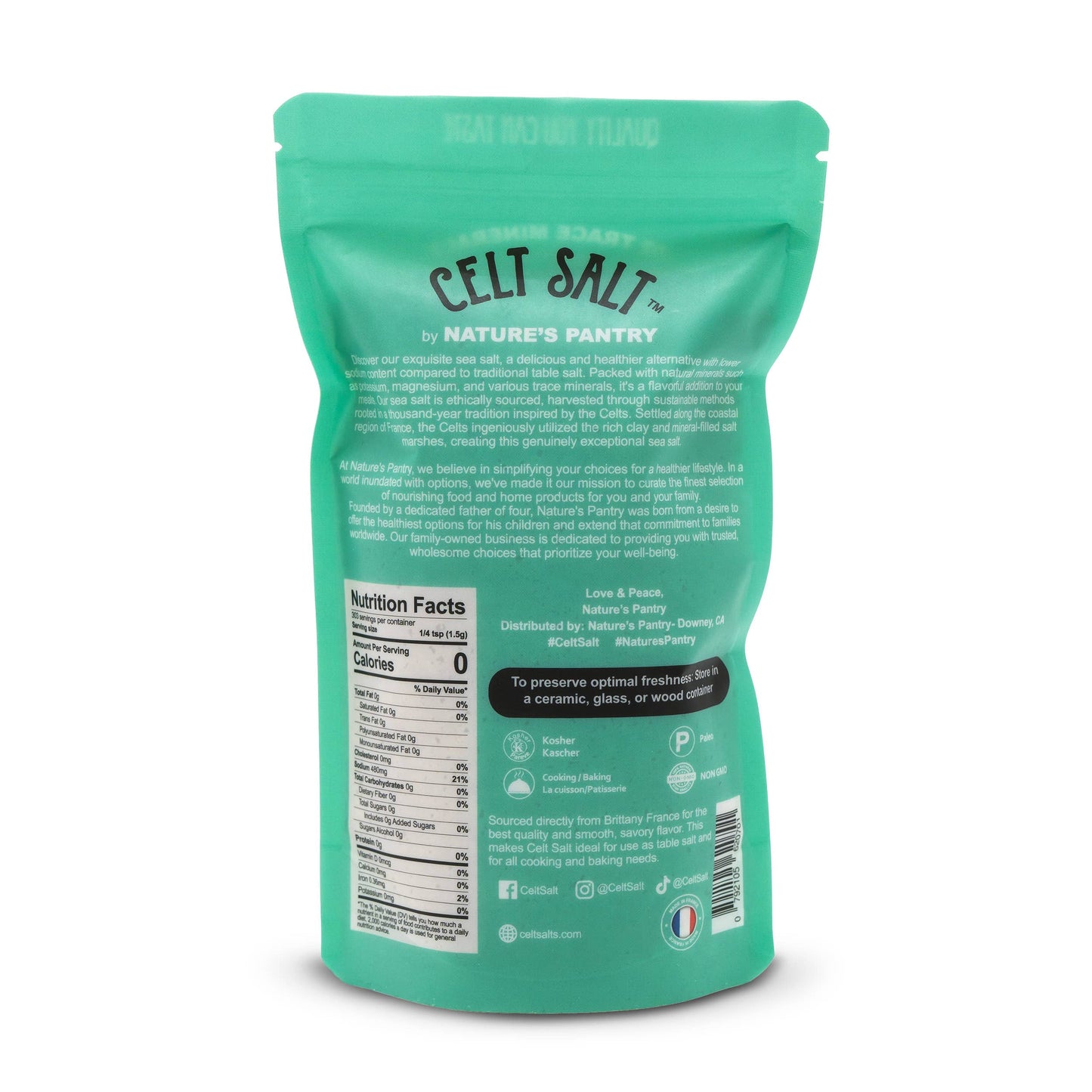 Celtic Sea Salt, Fine Ground - 1lb (16oz) Resealable Bag